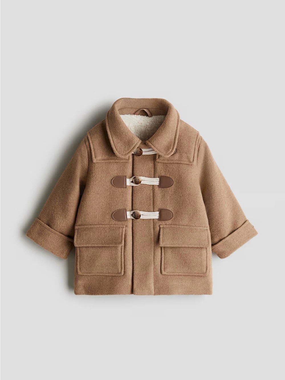 H&M Kids Camel Tan Pea Coat with Toggle Closures